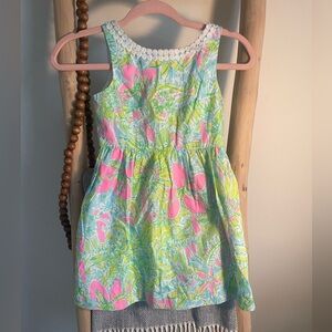 Lilly Pulitzer Girls' Floral Sleeveless Dress - Pink, Aqua & Lime